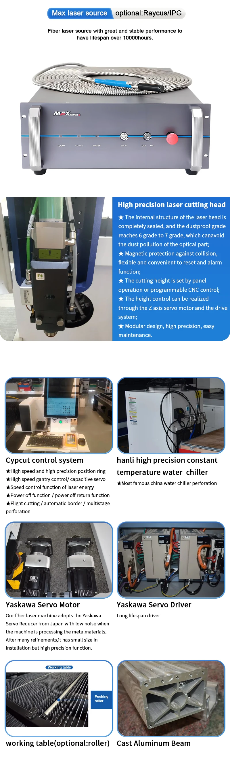 High Quality GC6010F Fiber Metal Laser Cutting Machine Excellent Performance 3D Feature AI BMP PLT Excellent Price Cypcut