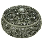 Silver Box Antique Silver Vintage Style Jewelry Box Metal Trinket Gift Box For Women