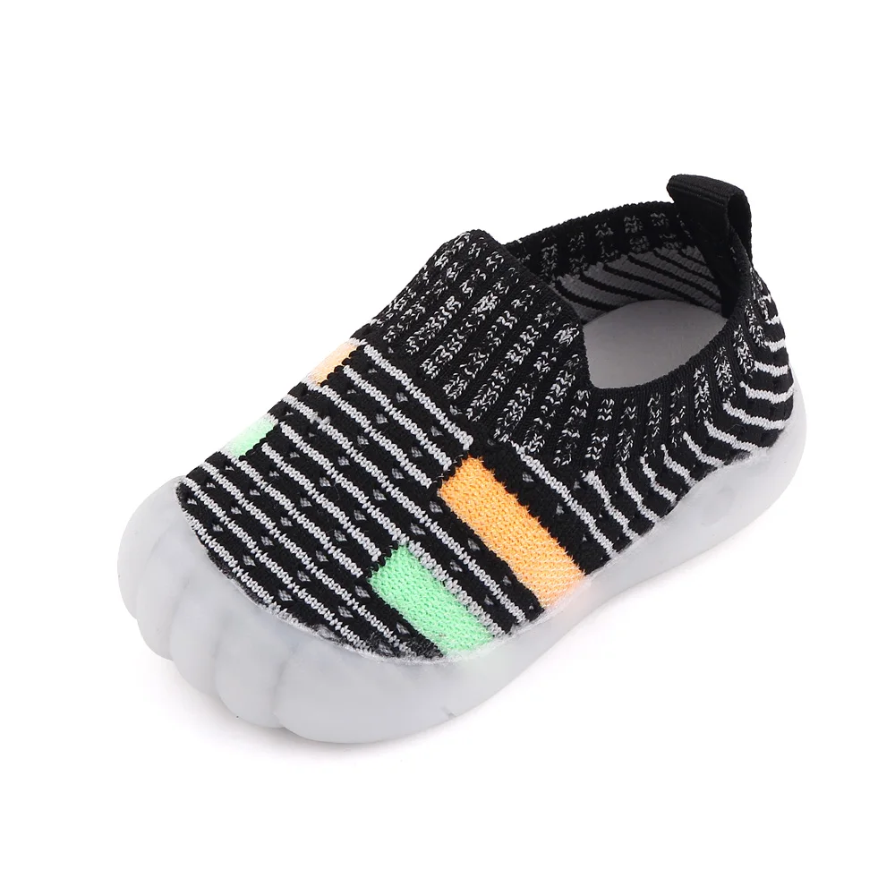 Mesh Breathable Rubber Sole Non-slip Children's Flying Woven Kids Casual Toddler Shoes factory