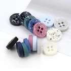 Button Fancy Recycled 4 Hole Sewing Colored Blue Plastic Button For Children Clothing Button