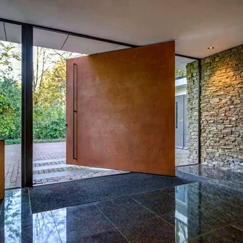 Alufront 100 Series Custom Luxury Design Entrance Security Front Pivot Door Modern Entry Black Aluminum Pivot Door for Villa