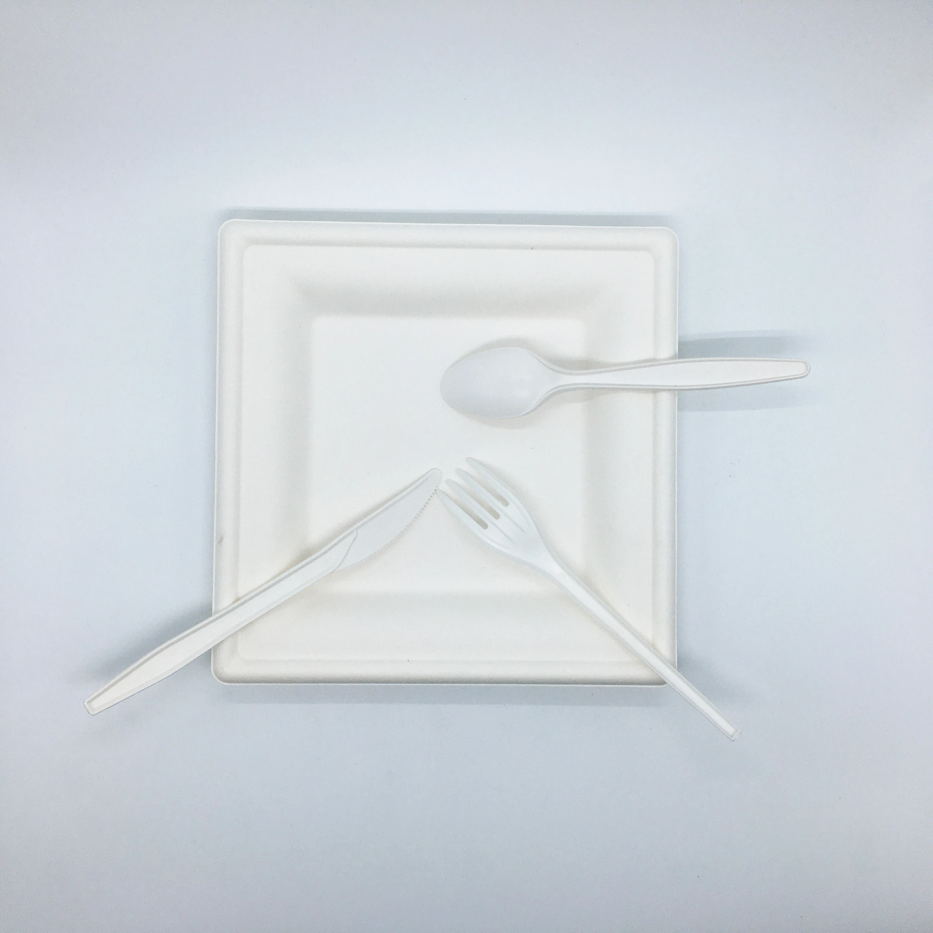 Factory Wholesale Travel Camping Disposable 170 mm Corn Starch Spoon Knife Fork Cutlery Set