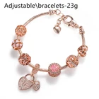 Fashion Jewelry Fashion Trendy Women Jewelry Rose Gold Plated Heart Pendant Bangles Charm Bracelets