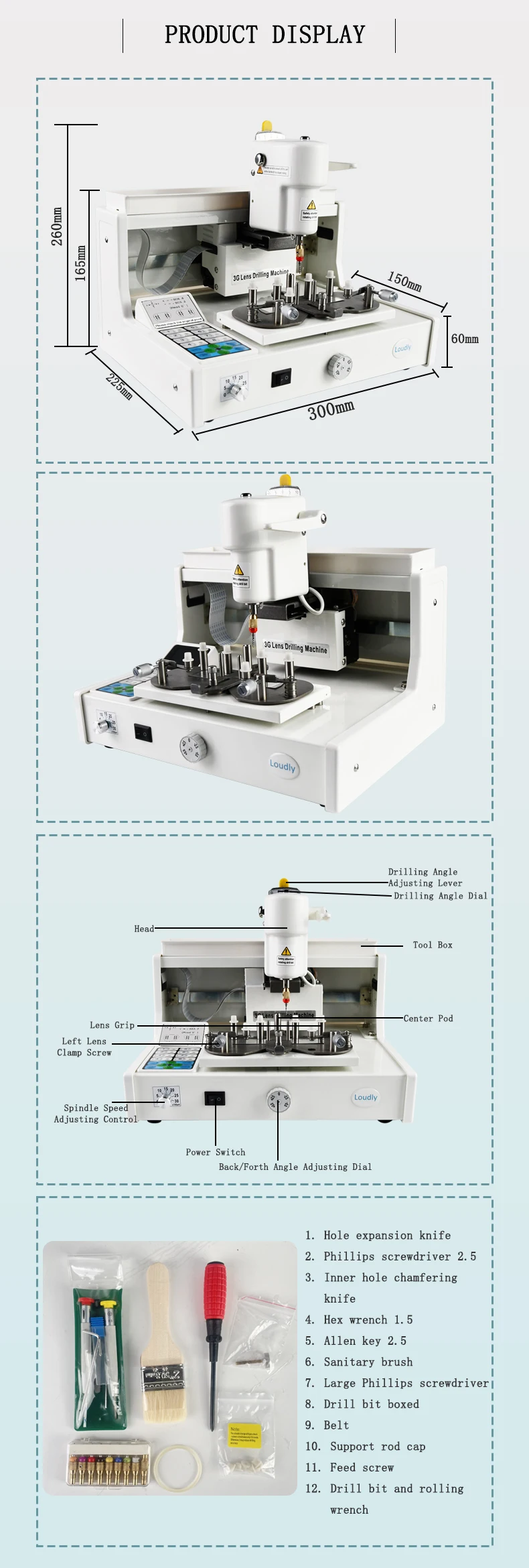 Optical Equipment Eyeglasses Processing High-precision Digital Rimless Drilling Machine Optics Lens Driller NH-3G