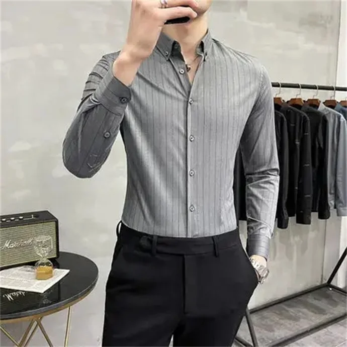 Latest Design Casual Men's Shirt Wholesale Men's Wear Shirt With Full Sleeves at Competitive Price Men's plain Long-sleeve shirt