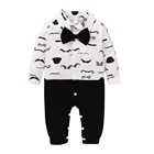 2021 Toddler Newborn Baby Kids Boy Gentleman Outfit Jumpsuit Button Long Sleeve Bowtie Baby Boy Clothes Romper