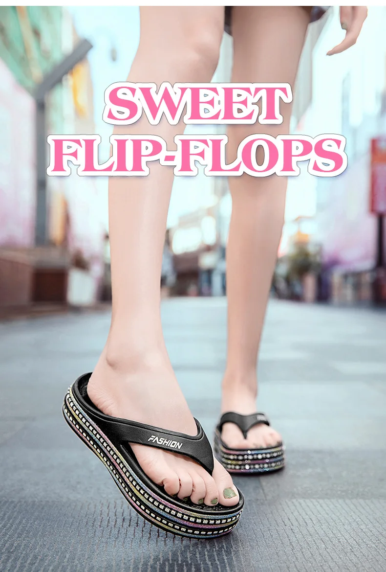 Summer Beach Sandals Platform Shoes Sole Casual Women Flip-flops Slippers