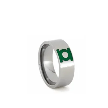 Super Hero Titanium Ring Milled with Green Lantern Symbol,Green Lantern Titanium Rings