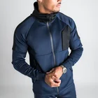 For Hoodies Custom Tag Fashion Casual Hiqh Quality Long Sleeve Blue Blank Hoodie And Joggers Set For Men
