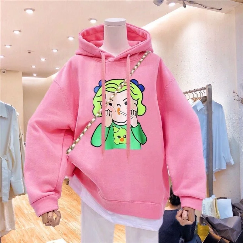 EFAN Women's Cute Hoodies Teen Girl Fall Jacket Oversized Sweatshirts Casual Drawstring Zip Up Y2K Hoodie with Pocke