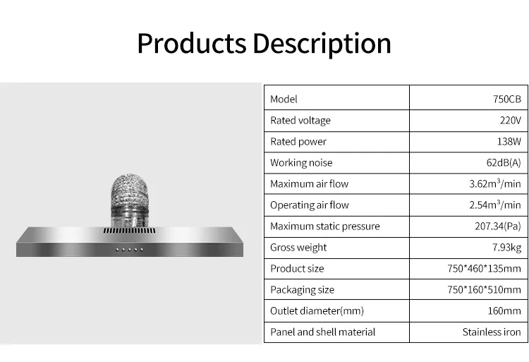 Slim Kitchen Extractor, 750mm, Stainless - detail 16