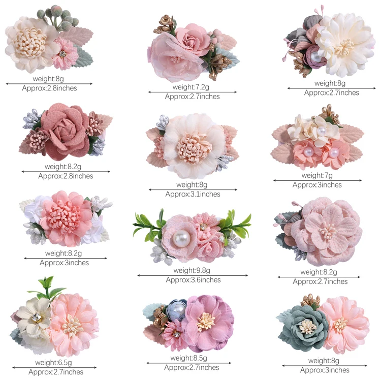 Hot Selling Colorful imitation flower Hairpins Handmade fabric flora Hair Clips For Kids Girls