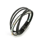 Bracelet Leather Stone 2021 Bracelet Leather Stainless Steel Buckle White Stone Leather Woven Bracelet