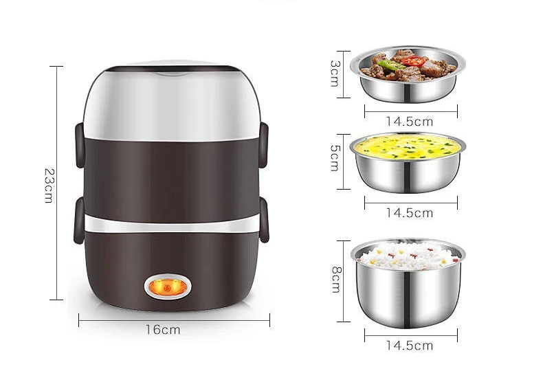 ZGQ02 Multifunctional Cooking Double Layer Thermal Insulation Heating Lunch Box Portable Plug-in Lunch Box