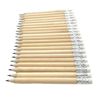 Custom Logo 10cm Golf Short Pencil HB Student Wood Pencil with Eraser Standard Pencil