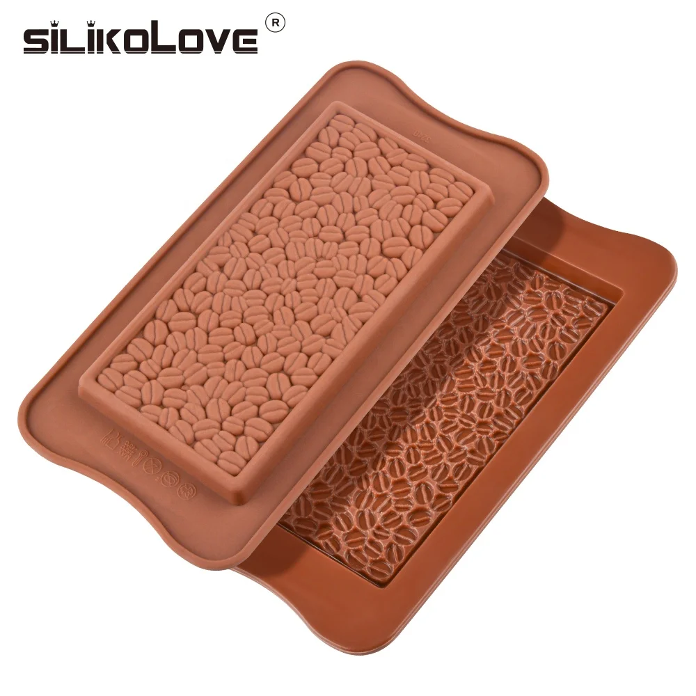 New design rectangle cover coffee bean shape chocolate mold kitchen easy DIY candy baking accessories