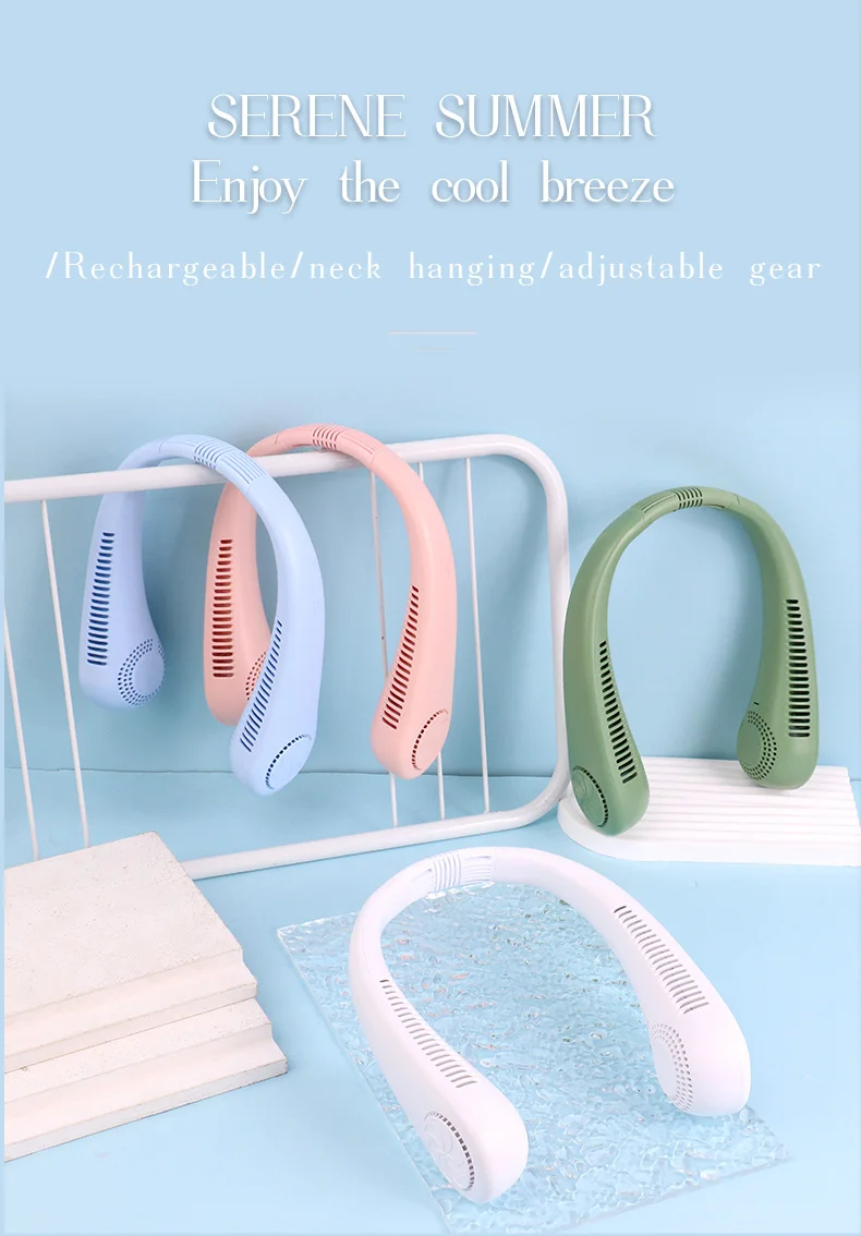 DD5616 Factory Direct Sale USB Charging Wearable Neck Fan 3 Speeds Rechargeable Mini Portable Neck Fan for Outdoor Sports