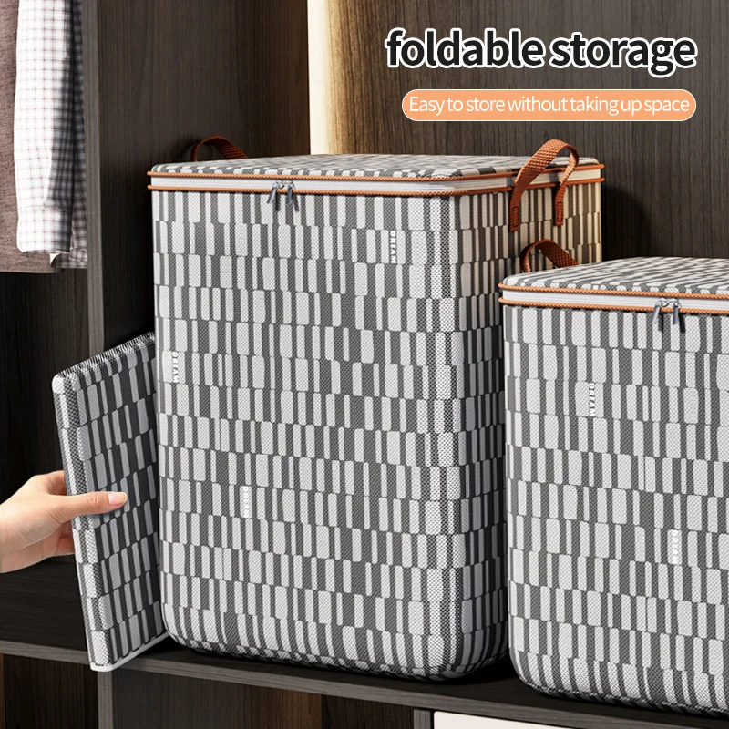 Quilts Storage Bags with Zipper Foldable Thick Non-woven Moving luggage Bags Large Organizers for Blankets Pillow