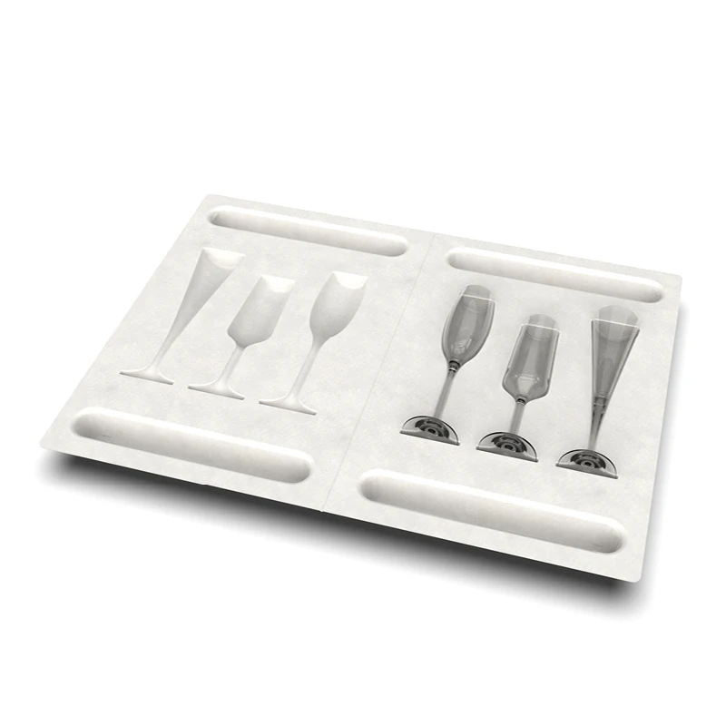 Wholesale Wet Press Molded Wine Glasses Pulp Packaging