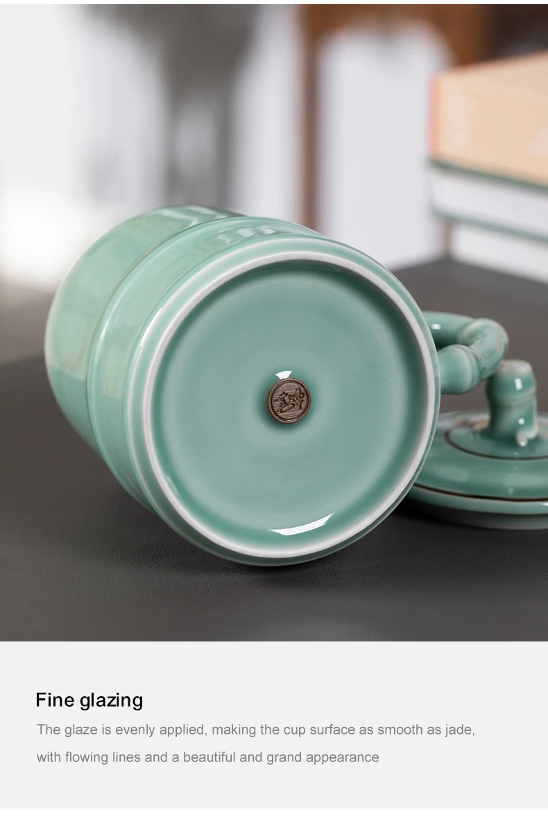 product 2025 factory wholesale longquan celadon traditional bamboo cups saucers coffee customized water drinking ceramic tea cups452-9