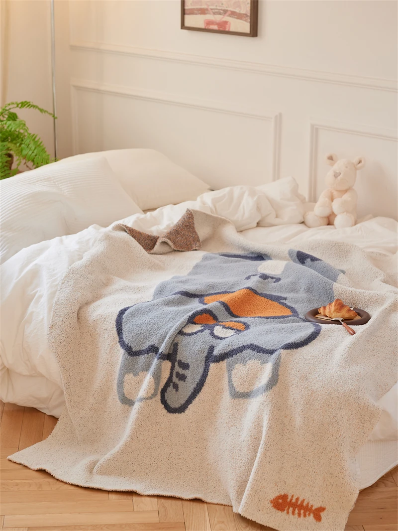 product ayd oeko tex high quality cute elephant soft and warm jacquard knitted blanket that children love-61