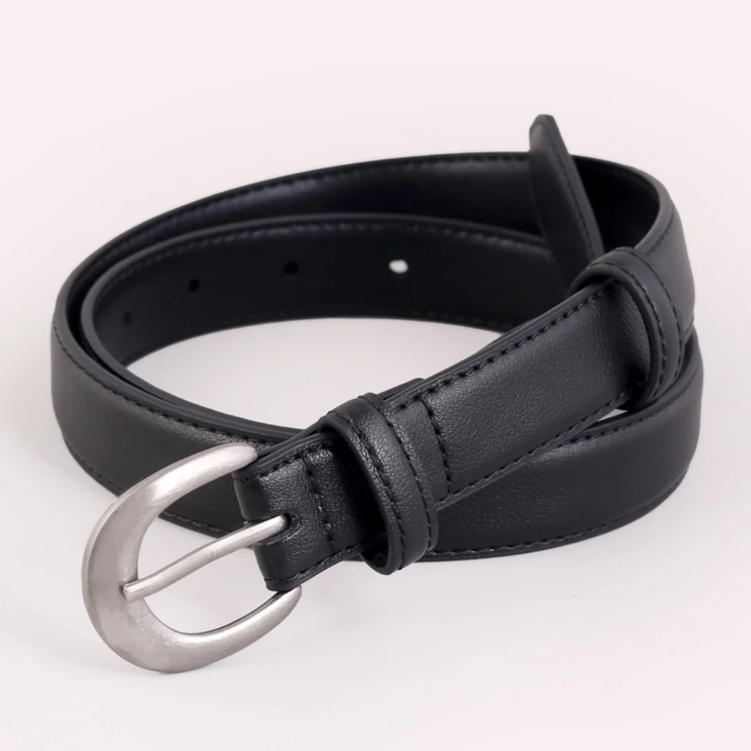 Simple Genuine Cow Hide Alloy Buckle Women's Belt Classic Trendy Wear-resistant Daily Wear Business Casual