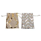 Silver Bag Gold And Silver Printed Linen Cloth Drawstring Gift Bag Jewelry Bag Candy Bag
