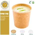 Brown Bowl Paper Bowl 32OZ Hot Brown Paper Soup Bowl Chicken Soup Box Fruit Salad Container