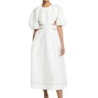 White Lady 2021 High Quality OEM White Vintage Lady Dress Women Clothes Vestidos Cut Out Cotton Casual Dresses