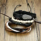 Jewelry 4pcs/set Genuine Leather Bracelets Male Jewelry Vintage Classic Retro Charm Bracelet Bangles For Man