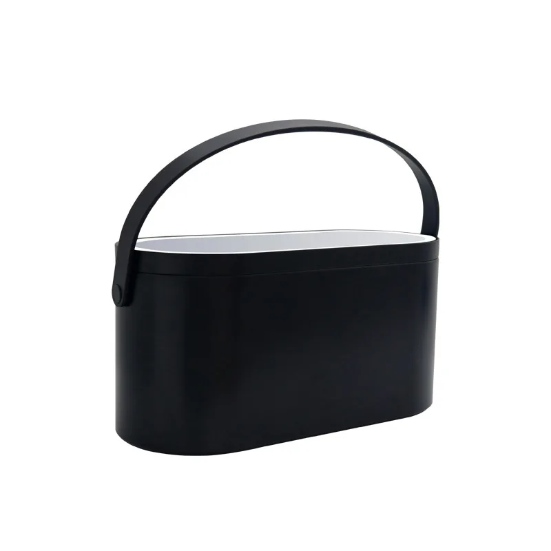 Portable LED Makeup Mirror with Plastic Cosmetic Organizer Storage Box for Jewelry Use