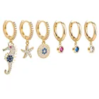 Gold Hoop LUOXIN New Arrival Micro Pave Zircon Gold Plated Copper Women Hoop Earrings Set