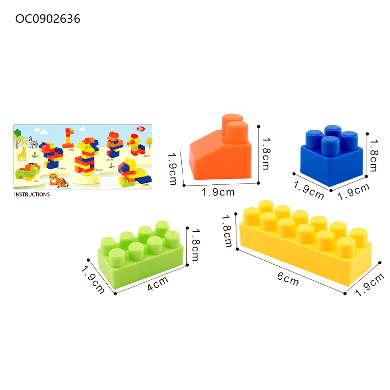 100pcs sensory kids educational plastic big diy stacking building blocks toy