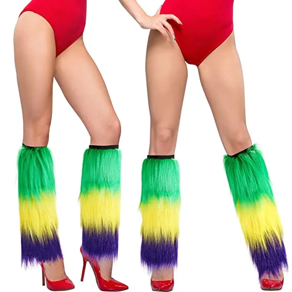 mardi gras furry leg covers