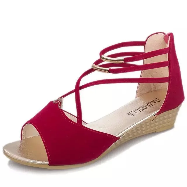 new style latest design women's ankle strap platform high heels wedges