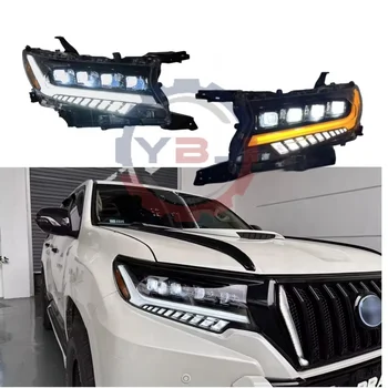 YBJ car accessories LED headlight for TOYOTA Land cruiser PRADO FJ150 GRJ150 TRJ150 18-23 4 angel eyes ultra bright