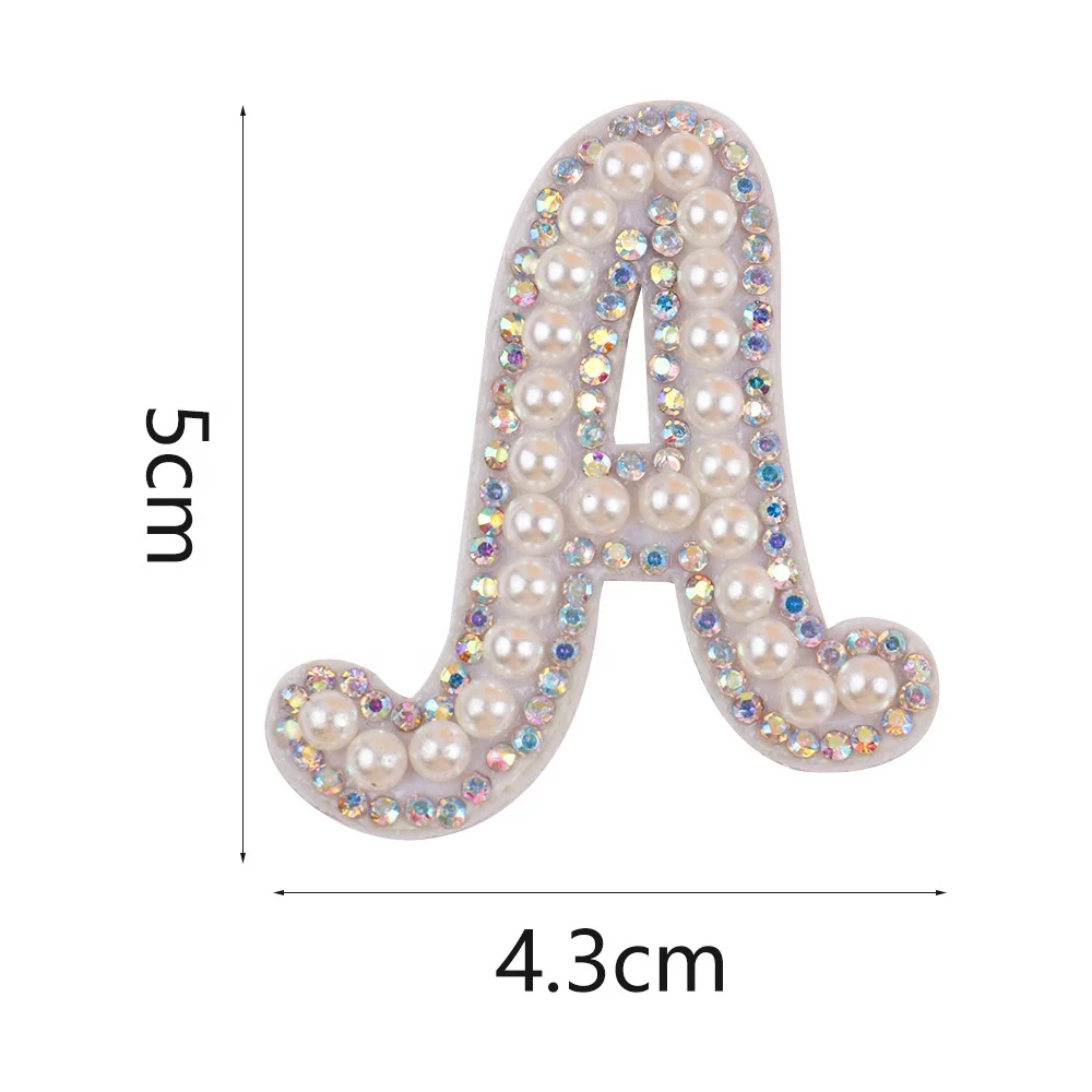 Factory direct sale Y letter iron on patches bulk rainbow pearl letter patches