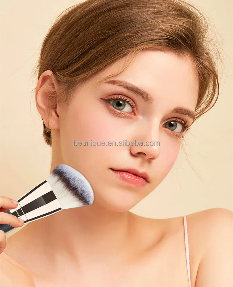 Professional 2 In 1 Single Fluffy Buffing Brush Private Label High Quality Angled Flat Double Ended Head Makeup Foundation Brush