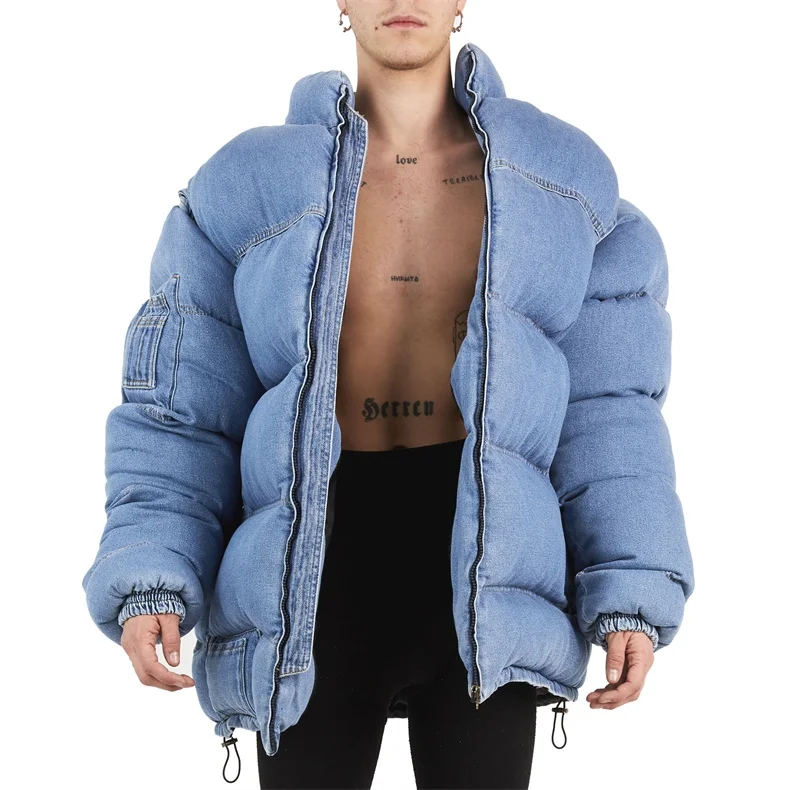 men's denim puffer jackets