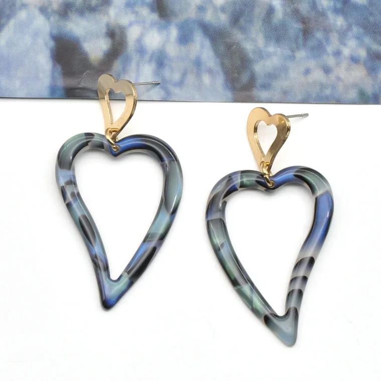 Custom gold plated brass stud earring for women fashion double heart shaped earrings