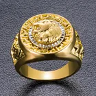 Ring Ring Classic Gold Plated Retro Rock Punk Hip Hop Lion Head Ring Mens Lion Ring For Men
