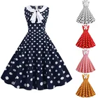 Pink Woman Summer Plus Size Pink Rockabilly Office Party Lady Polka Dot Vintage Retro Party Dress