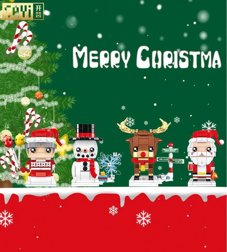 product cayi hot selling mini christmas square figure model building block sets santa claus elf building toy christmas toys gift for kid-55