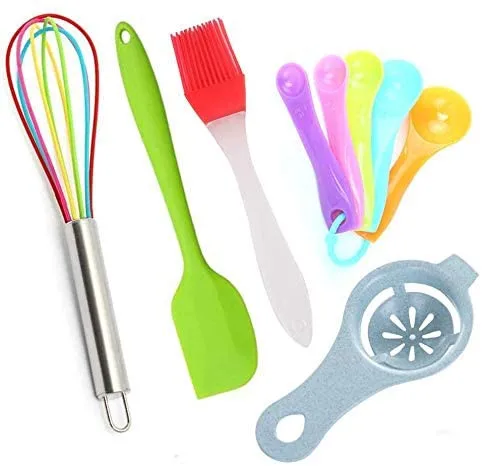 Silicone Whisk Stainless Handle Wisk Kitchen Tool, Sturdy Balloon Egg Beater Whisks for Cooking, Blending, Beating, Stirring Sma
