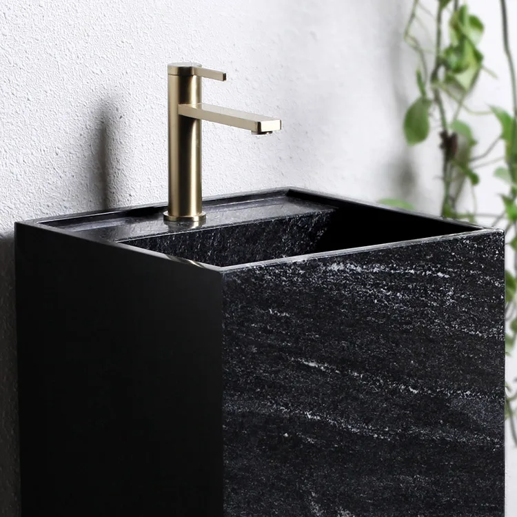 Custom Design Stone Composite Bathroom Sinks Marble Freestanding Pedestal Sink