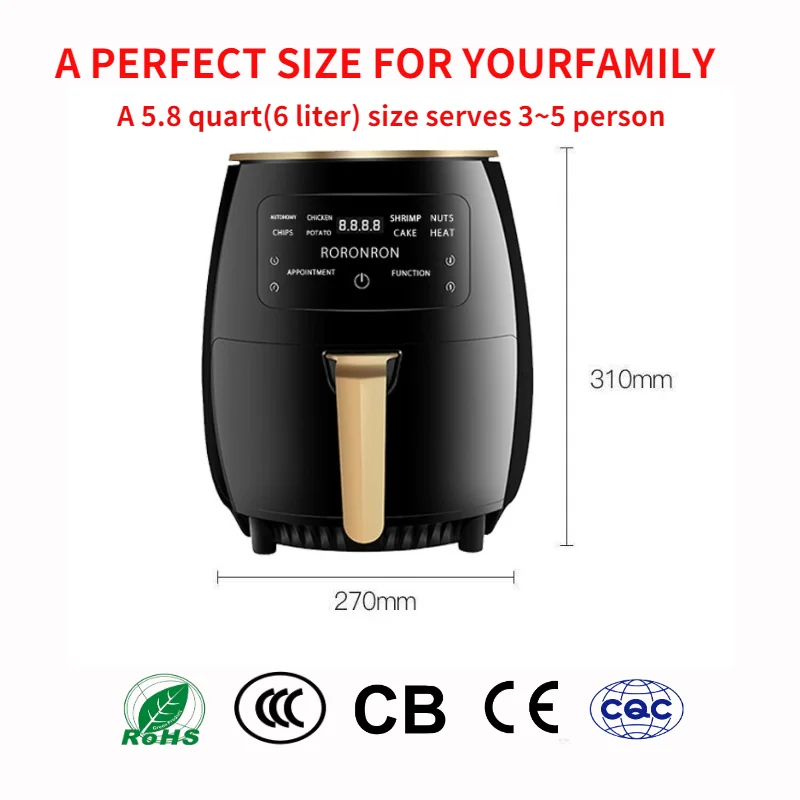 In Stock Silver Crest Air Fryer Smart 3l 4.5l 5l 8l 6l Digital Air
