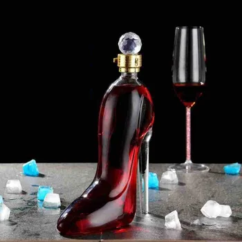 Unique Borosilicate 750ml High Heel Shoe Shape Liquor Whiskey Red Wine Glass Bottle for Bourbon Vodka