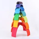 Game Learning Game Family Creative Wooden Rainbow Early Education Kids Stacker Brick Building Blocks