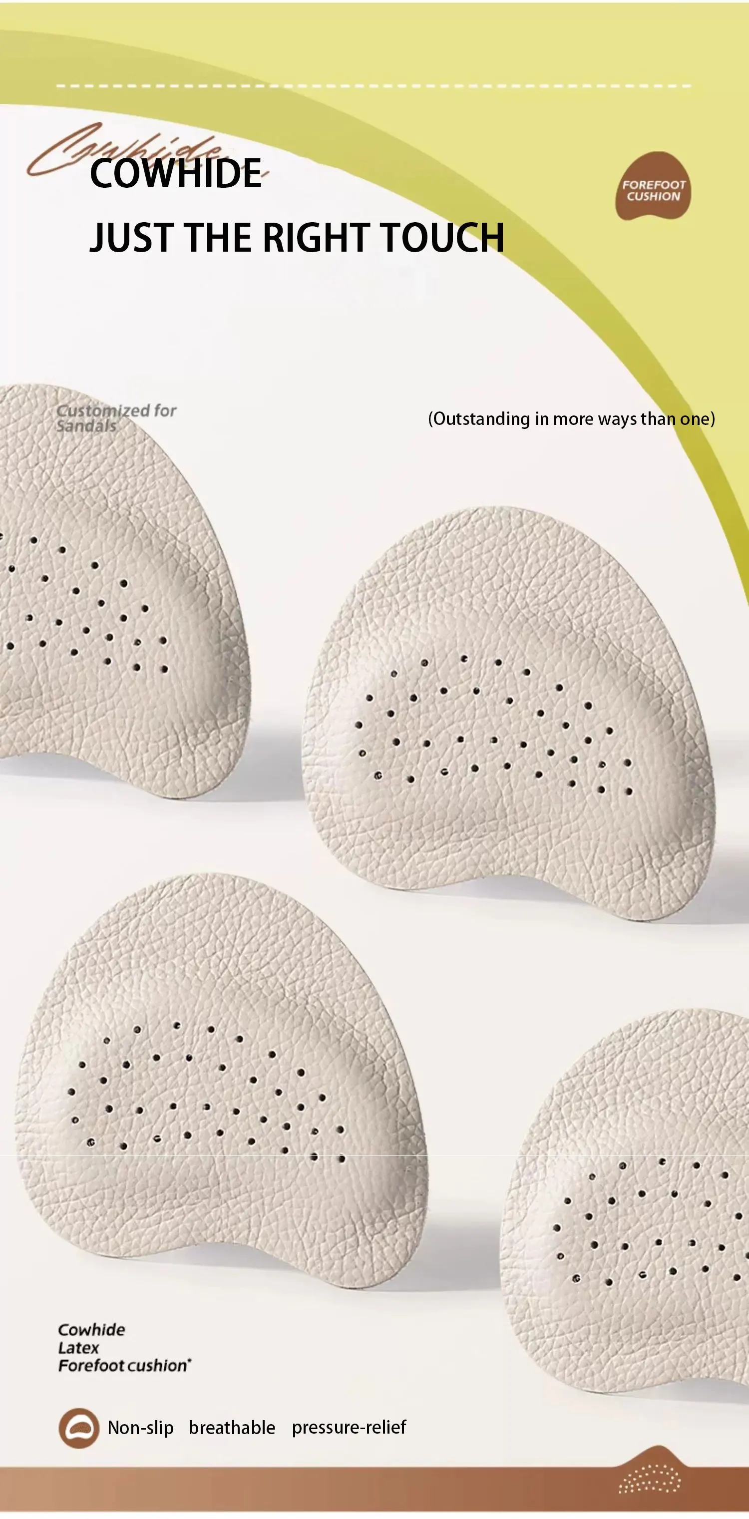 Cowhide Forefoot Pads Anti Slip High Heel Leather Inserts Cowhide Forefoot Pads Anti Slip High Heel Leather Inserts