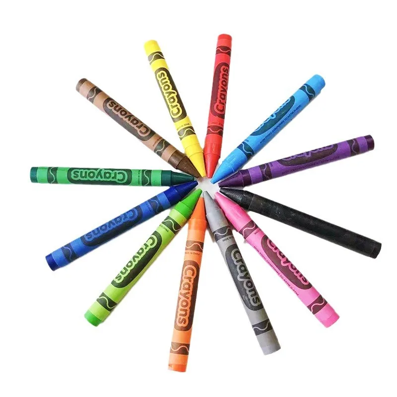 Wholesale Customized Non Toxic Wax Round Crayon Set Kids Drawing 4 Pcs
